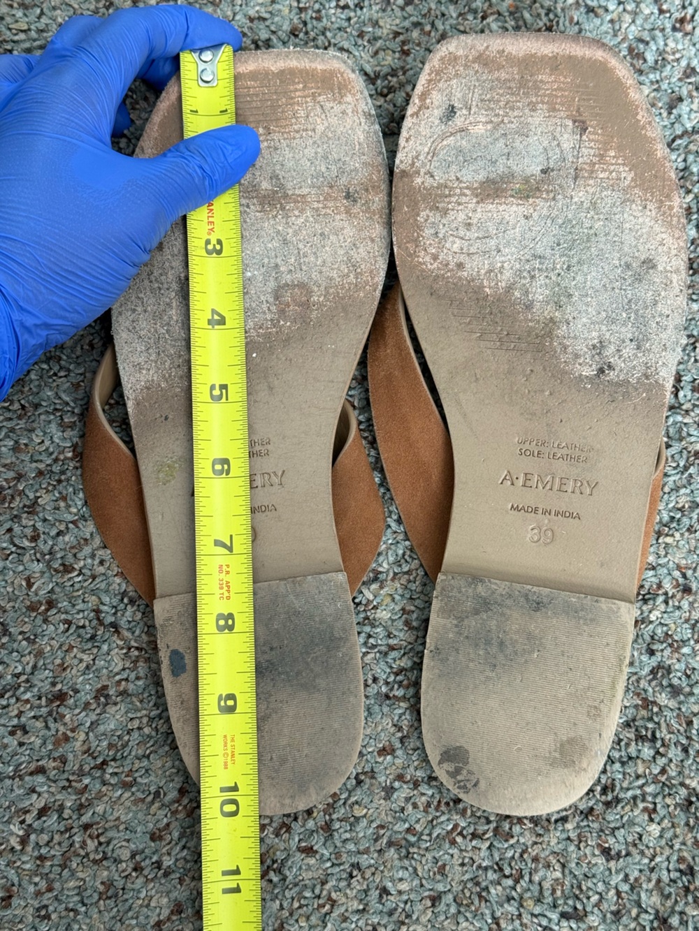 A.EMERY Kinto Leather Flip Flop - tan/Brown, Size 8.5 - Picture 9 of 16